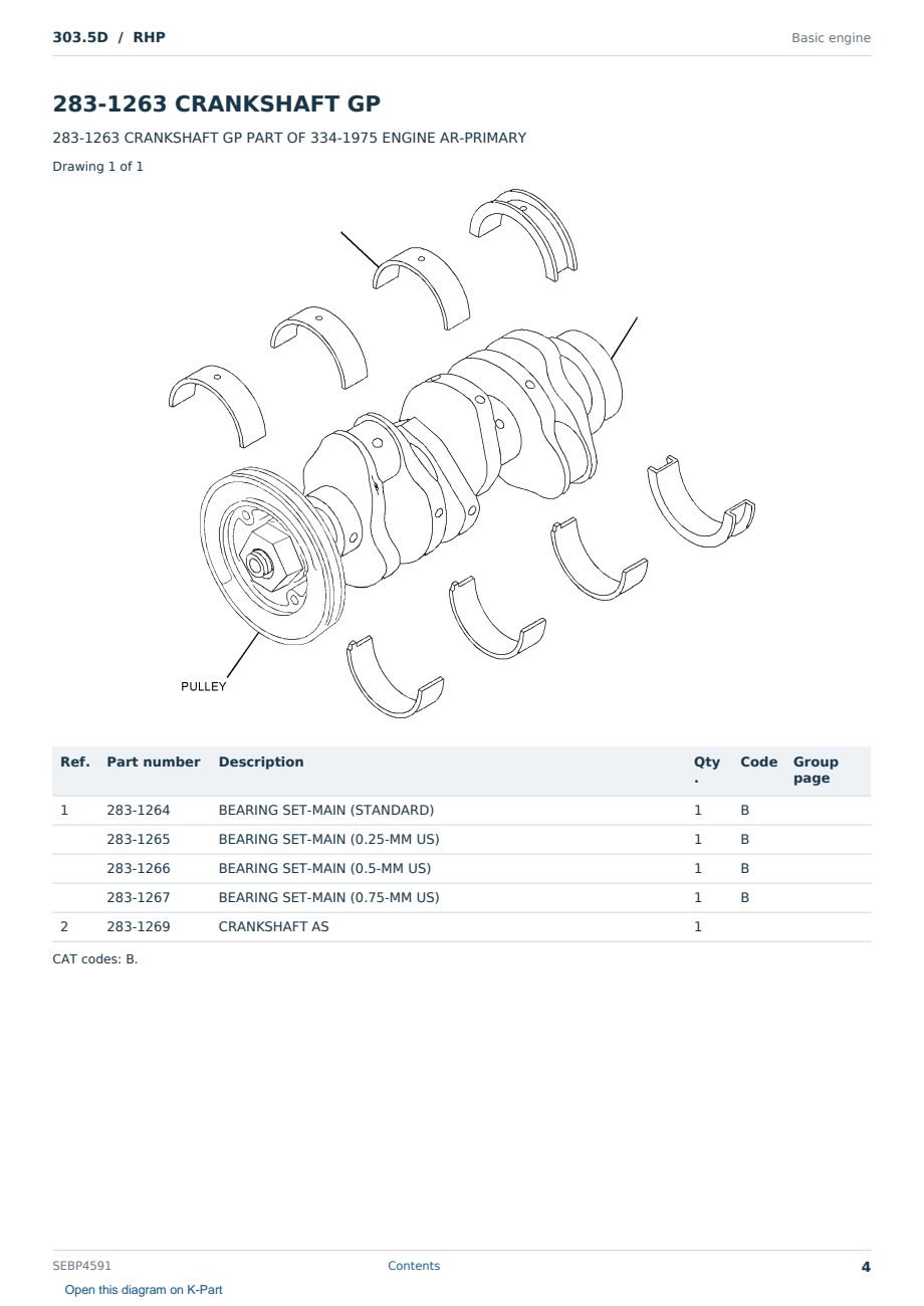 Caterpillar 303.5D S/N RHP Partsbook SEBP4591 (English) - sample page 4 of 10 Caterpillar 303.5D S/N RHP Partsbook SEBP4591 (English) - sample page 4 of 10