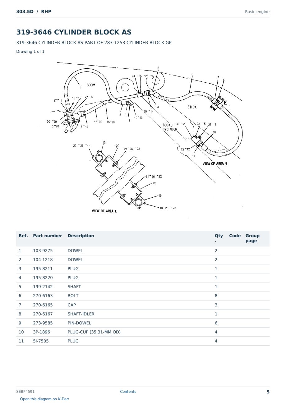 Caterpillar 303.5D S/N RHP Partsbook SEBP4591 (English) - sample page 5 of 10 Caterpillar 303.5D S/N RHP Partsbook SEBP4591 (English) - sample page 5 of 10