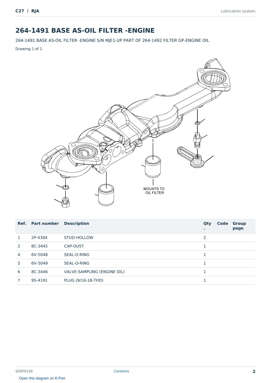 Caterpillar C27 S/N RJA Partsbook SEBP6166 (English) - sample page 2 of 10 Caterpillar C27 S/N RJA Partsbook SEBP6166 (English) - sample page 2 of 10