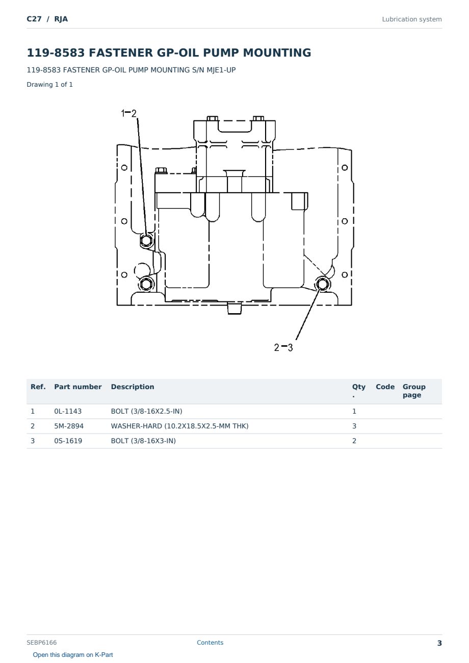 Caterpillar C27 S/N RJA Partsbook SEBP6166 (English) - sample page 3 of 10 Caterpillar C27 S/N RJA Partsbook SEBP6166 (English) - sample page 3 of 10