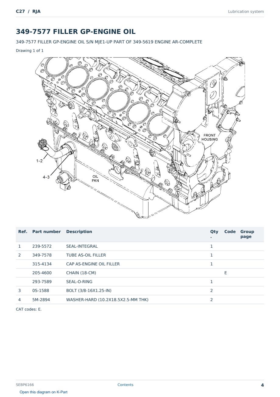 Caterpillar C27 S/N RJA Partsbook SEBP6166 (English) - sample page 4 of 10 Caterpillar C27 S/N RJA Partsbook SEBP6166 (English) - sample page 4 of 10
