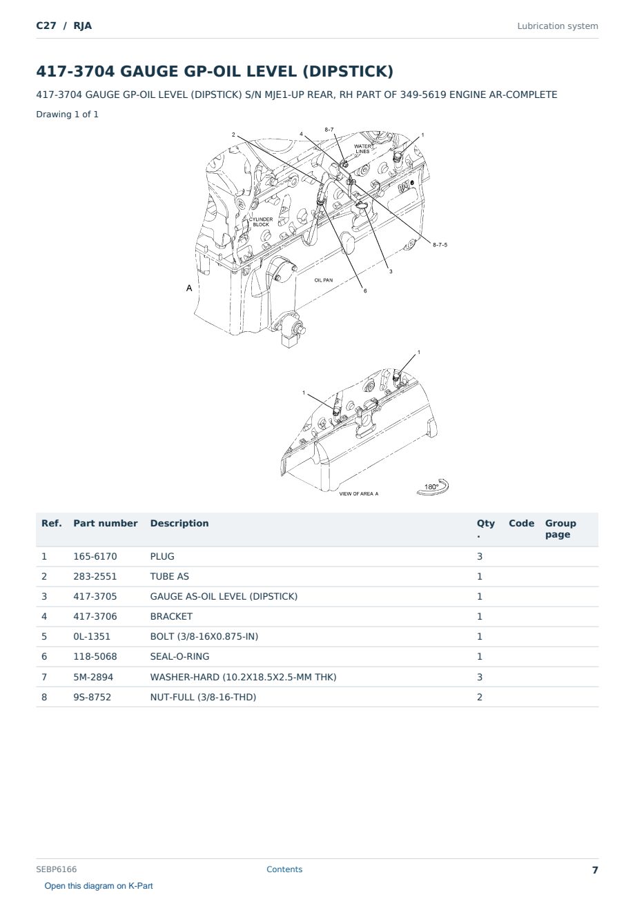 Caterpillar C27 S/N RJA Partsbook SEBP6166 (English) - sample page 7 of 10 Caterpillar C27 S/N RJA Partsbook SEBP6166 (English) - sample page 7 of 10
