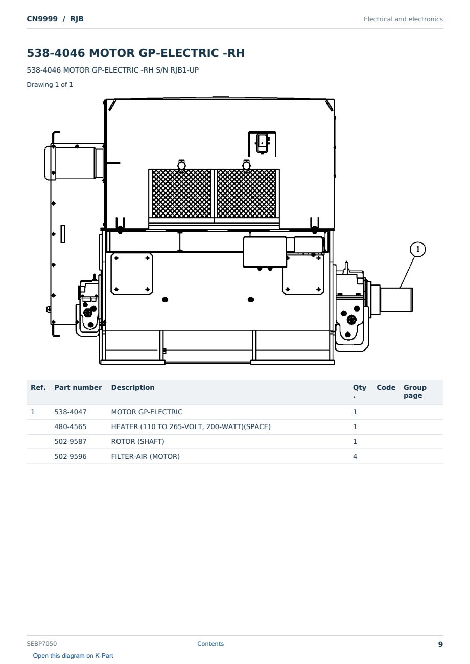 Caterpillar CN9999 S/N RJB Partsbook SEBP7050 (English) - sample page 9 of 10 Caterpillar CN9999 S/N RJB Partsbook SEBP7050 (English) - sample page 9 of 10