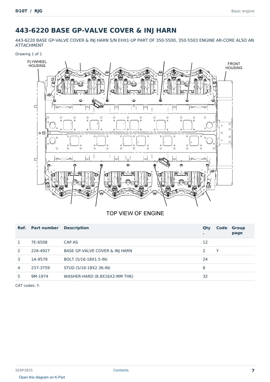Caterpillar D10T S/N RJG Partsbook SEBP3655 (English) - sample page 7 of 10 Caterpillar D10T S/N RJG Partsbook SEBP3655 (English) - sample page 7 of 10