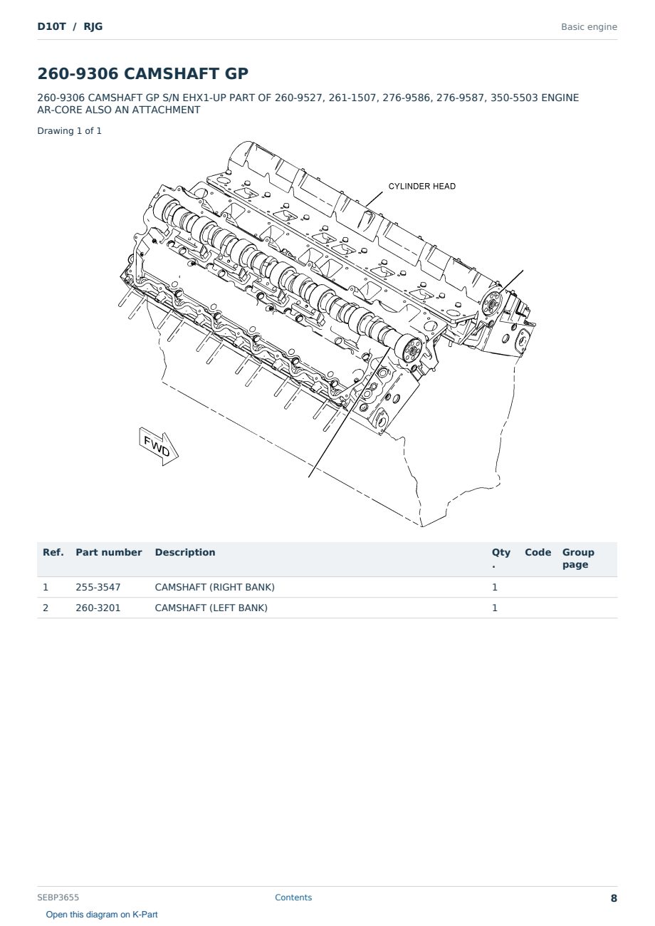Caterpillar D10T S/N RJG Partsbook SEBP3655 (English) - sample page 8 of 10 Caterpillar D10T S/N RJG Partsbook SEBP3655 (English) - sample page 8 of 10
