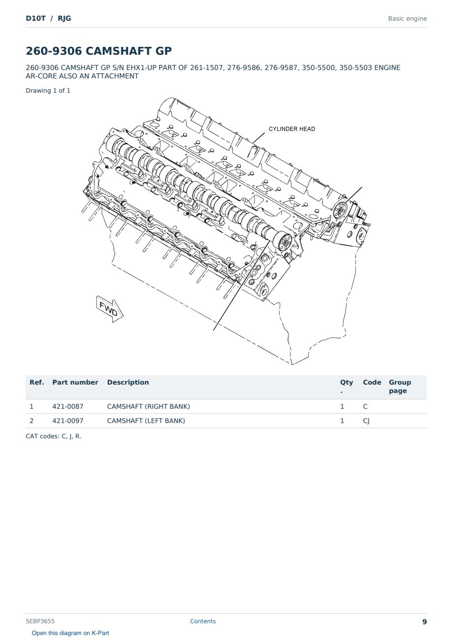 Caterpillar D10T S/N RJG Partsbook SEBP3655 (English) - sample page 9 of 10 Caterpillar D10T S/N RJG Partsbook SEBP3655 (English) - sample page 9 of 10