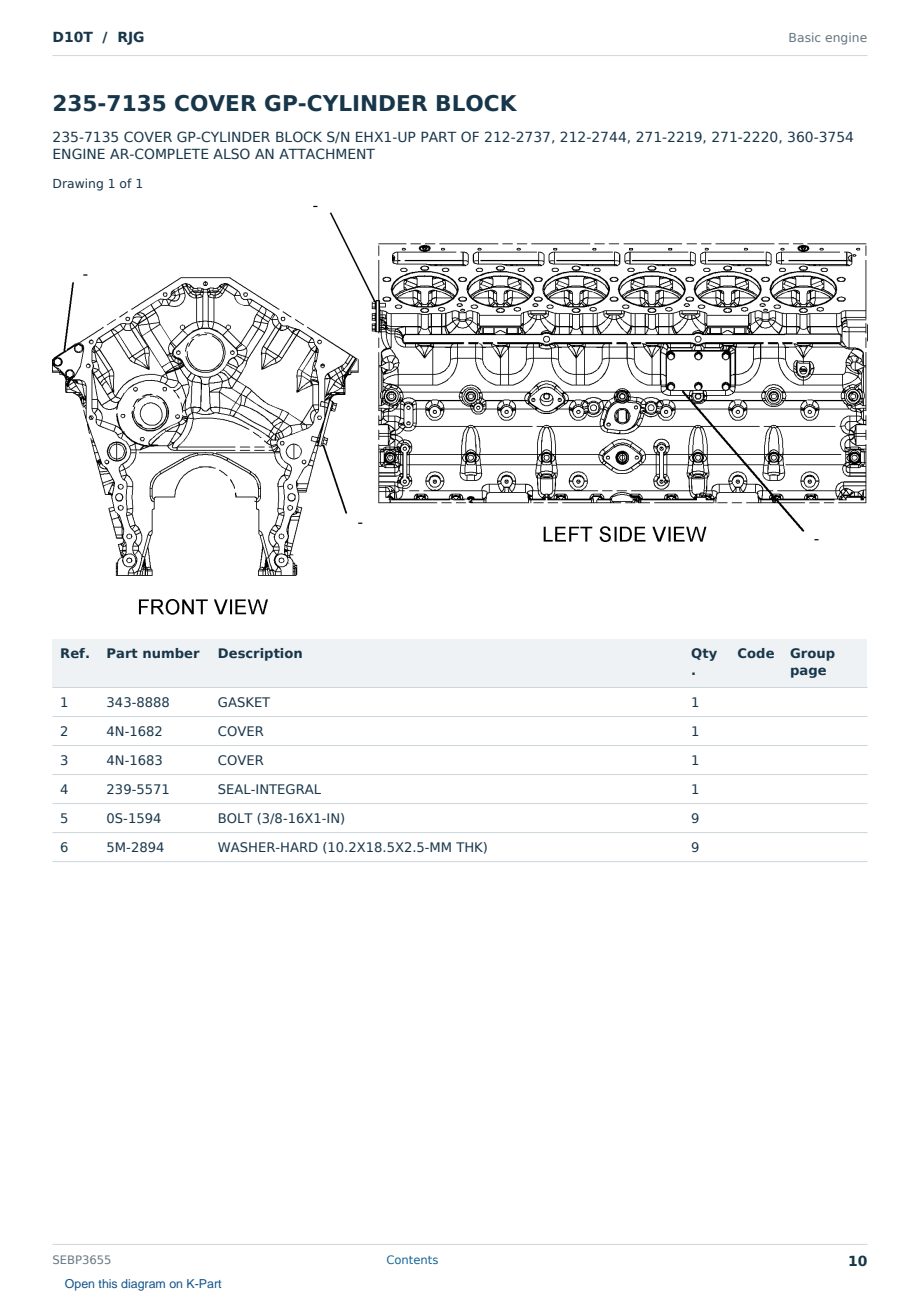 Caterpillar D10T S/N RJG Partsbook SEBP3655 (English) - sample page 10 of 10 Caterpillar D10T S/N RJG Partsbook SEBP3655 (English) - sample page 10 of 10