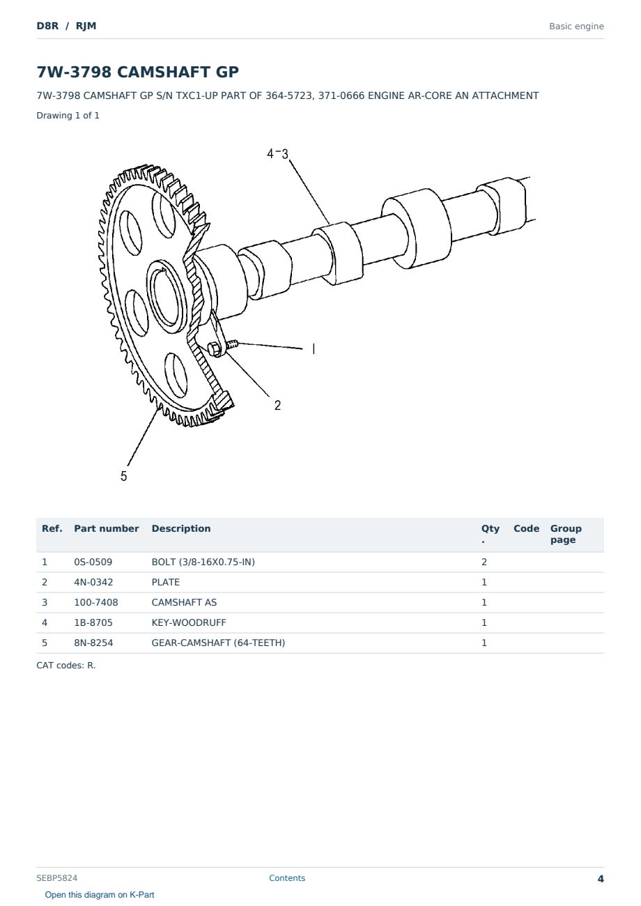 Caterpillar D8R S/N RJM Partsbook SEBP5824 (English) - sample page 4 of 10 Caterpillar D8R S/N RJM Partsbook SEBP5824 (English) - sample page 4 of 10