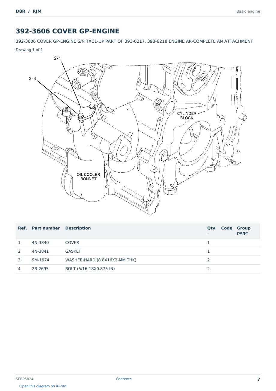 Caterpillar D8R S/N RJM Partsbook SEBP5824 (English) - sample page 7 of 10 Caterpillar D8R S/N RJM Partsbook SEBP5824 (English) - sample page 7 of 10