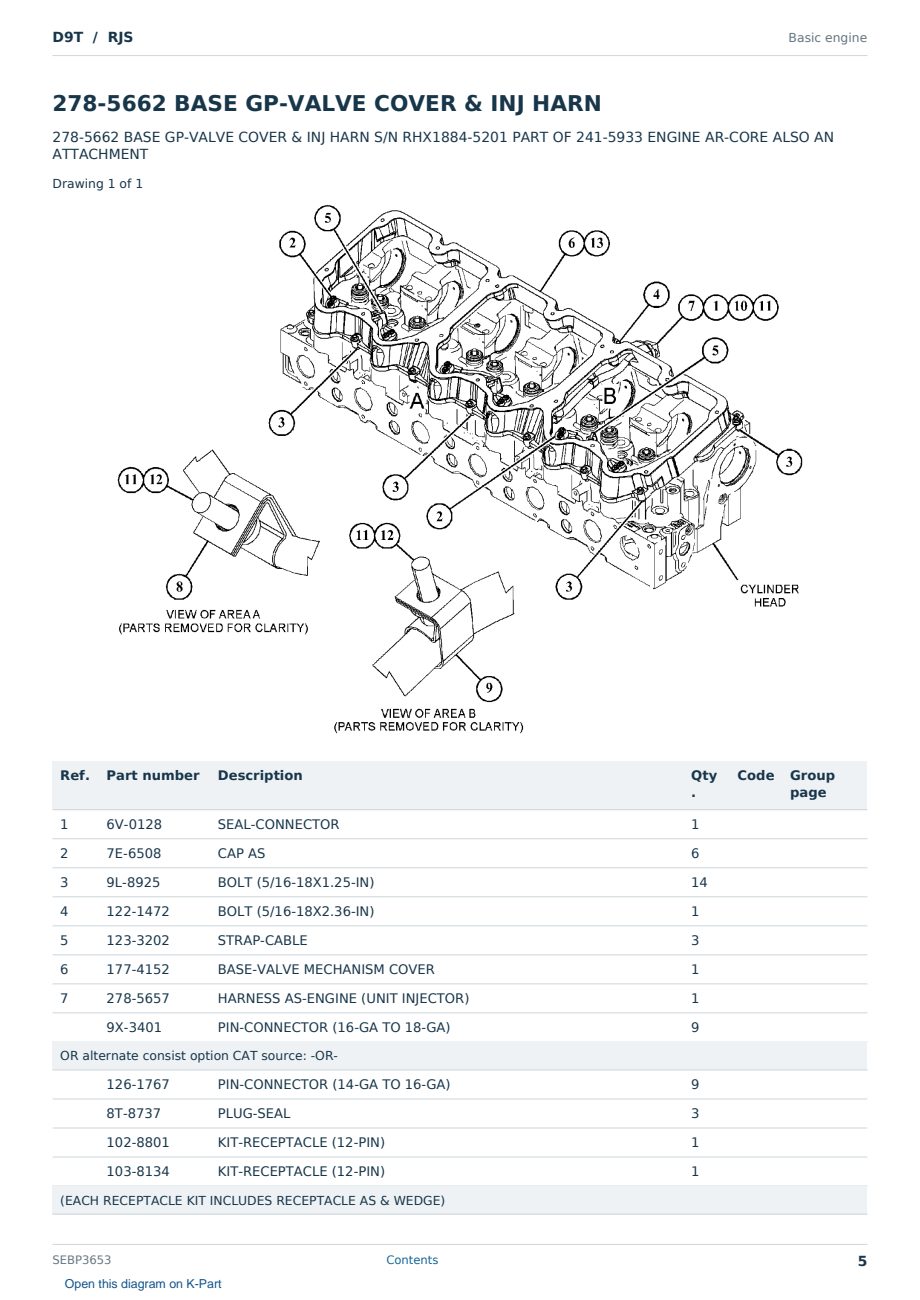 Caterpillar D9T S/N RJS Partsbook SEBP3653 (English) - sample page 5 of 10 Caterpillar D9T S/N RJS Partsbook SEBP3653 (English) - sample page 5 of 10