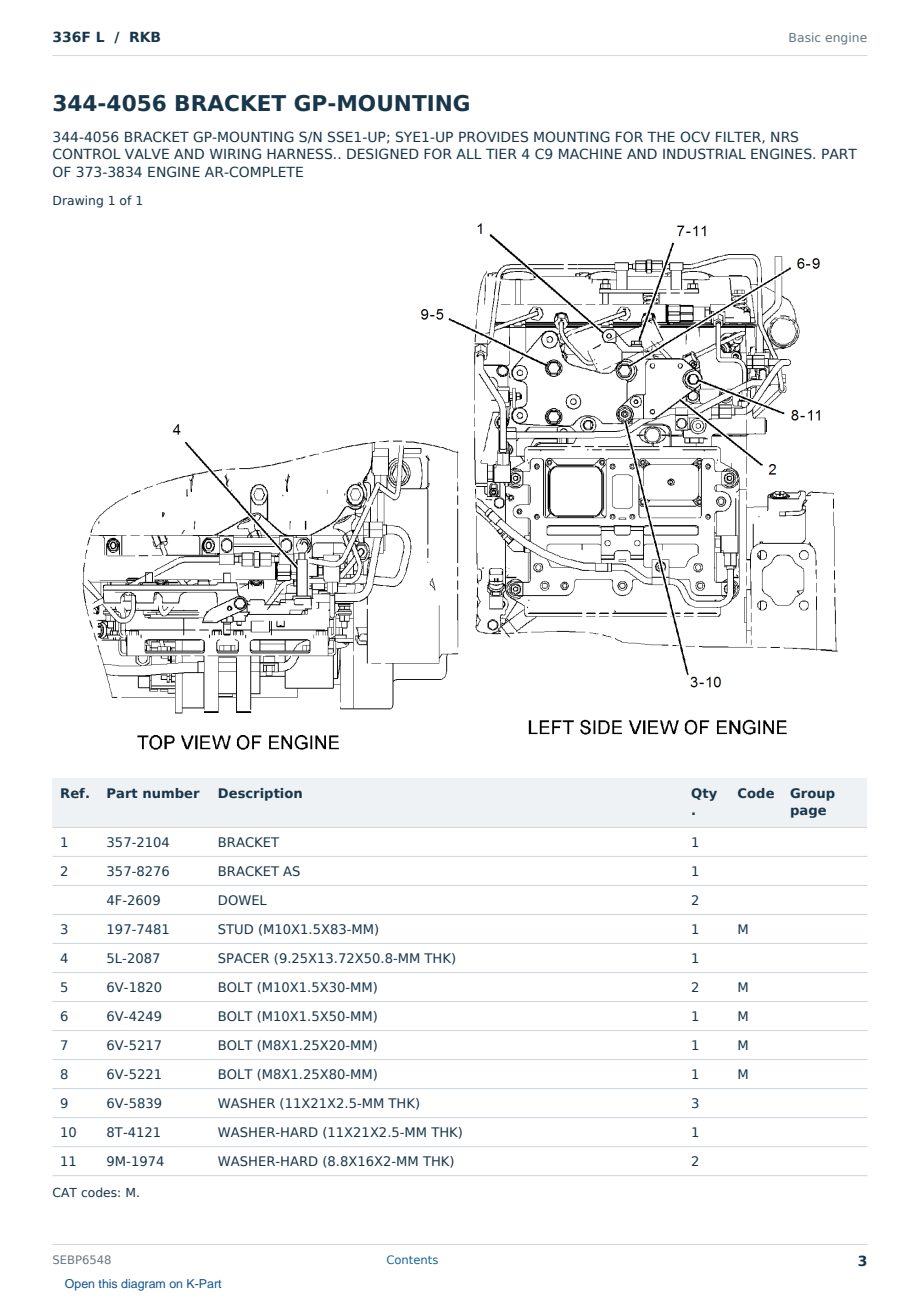 Caterpillar 336F L S/N RKB Partsbook SEBP6548 (English) - sample page 3 of 10 Caterpillar 336F L S/N RKB Partsbook SEBP6548 (English) - sample page 3 of 10