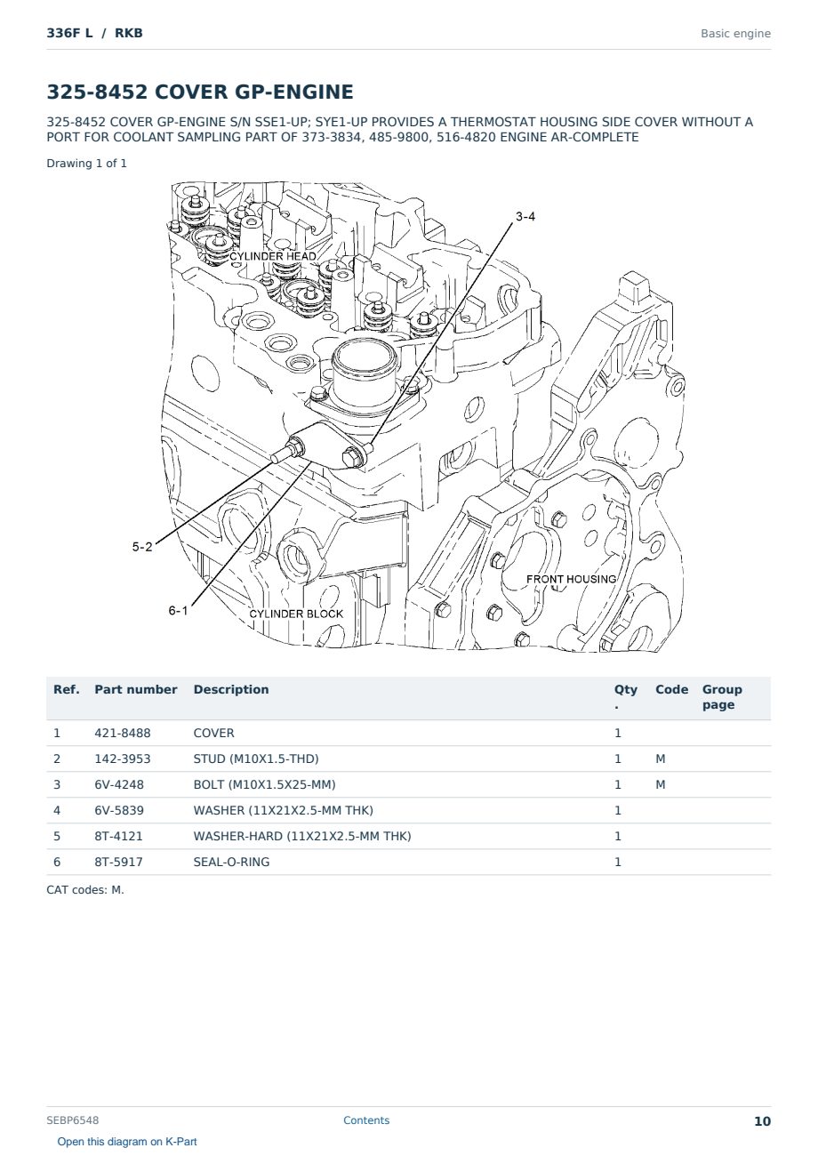 Caterpillar 336F L S/N RKB Partsbook SEBP6548 (English) - sample page 10 of 10 Caterpillar 336F L S/N RKB Partsbook SEBP6548 (English) - sample page 10 of 10