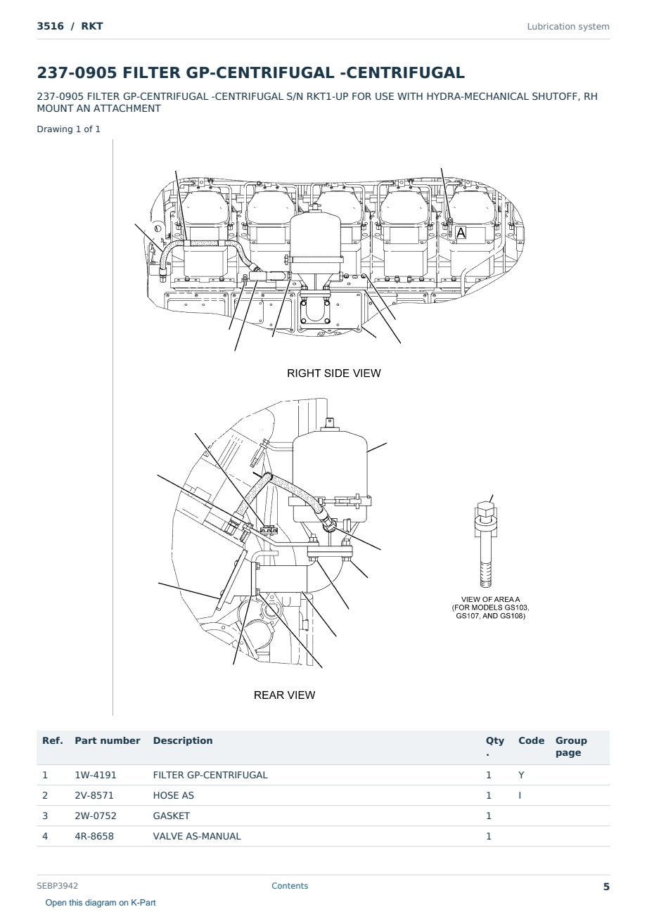 Caterpillar 3516 S/N RKT Partsbook SEBP3942 (English) - sample page 5 of 10 Caterpillar 3516 S/N RKT Partsbook SEBP3942 (English) - sample page 5 of 10