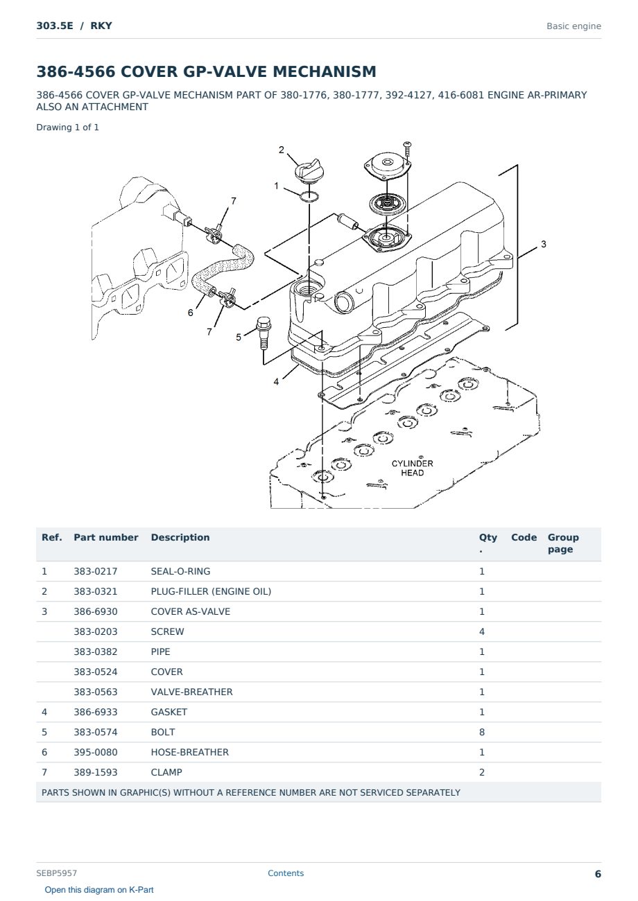 Caterpillar 303.5E S/N RKY Partsbook SEBP5957 (English) - sample page 6 of 10 Caterpillar 303.5E S/N RKY Partsbook SEBP5957 (English) - sample page 6 of 10