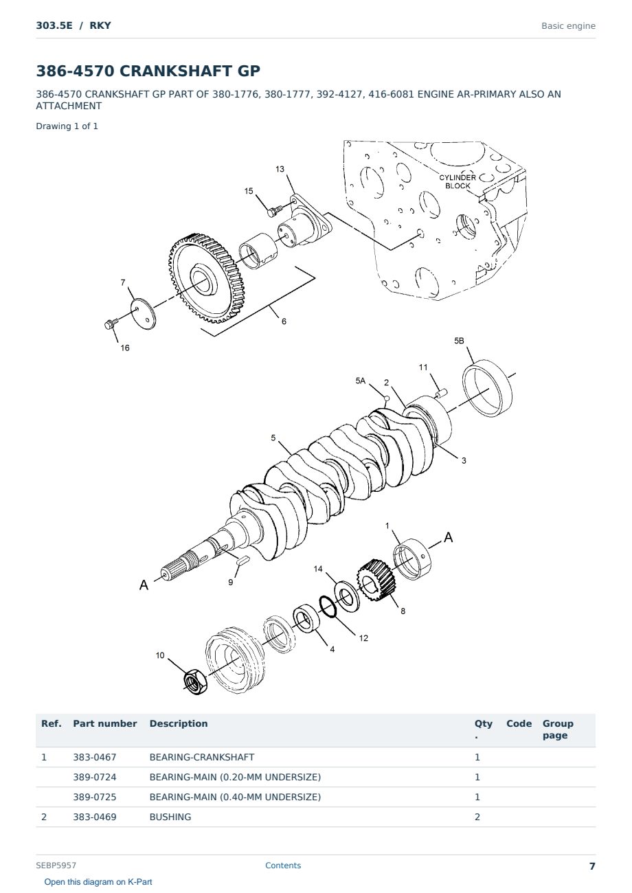 Caterpillar 303.5E S/N RKY Partsbook SEBP5957 (English) - sample page 7 of 10 Caterpillar 303.5E S/N RKY Partsbook SEBP5957 (English) - sample page 7 of 10