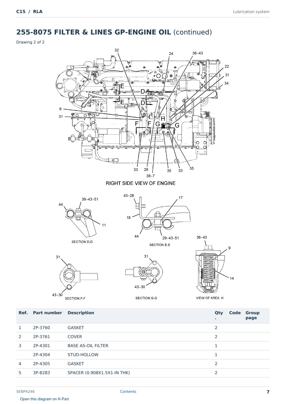 Caterpillar C15 S/N RLA Partsbook SEBP4246 (English) - sample page 7 of 10 Caterpillar C15 S/N RLA Partsbook SEBP4246 (English) - sample page 7 of 10