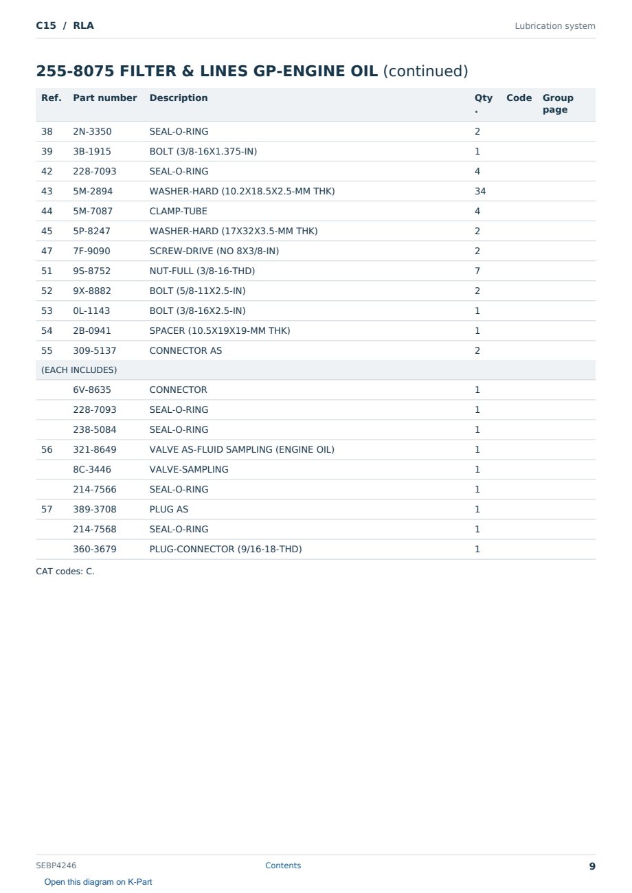 Caterpillar C15 S/N RLA Partsbook SEBP4246 (English) - sample page 9 of 10 Caterpillar C15 S/N RLA Partsbook SEBP4246 (English) - sample page 9 of 10