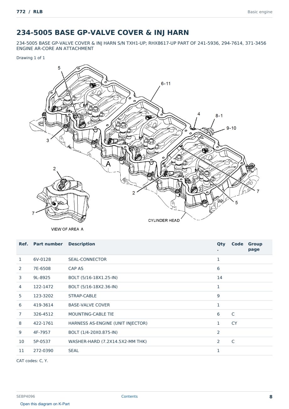 Caterpillar 772 S/N RLB Partsbook SEBP4096 (English) - sample page 8 of 10 Caterpillar 772 S/N RLB Partsbook SEBP4096 (English) - sample page 8 of 10