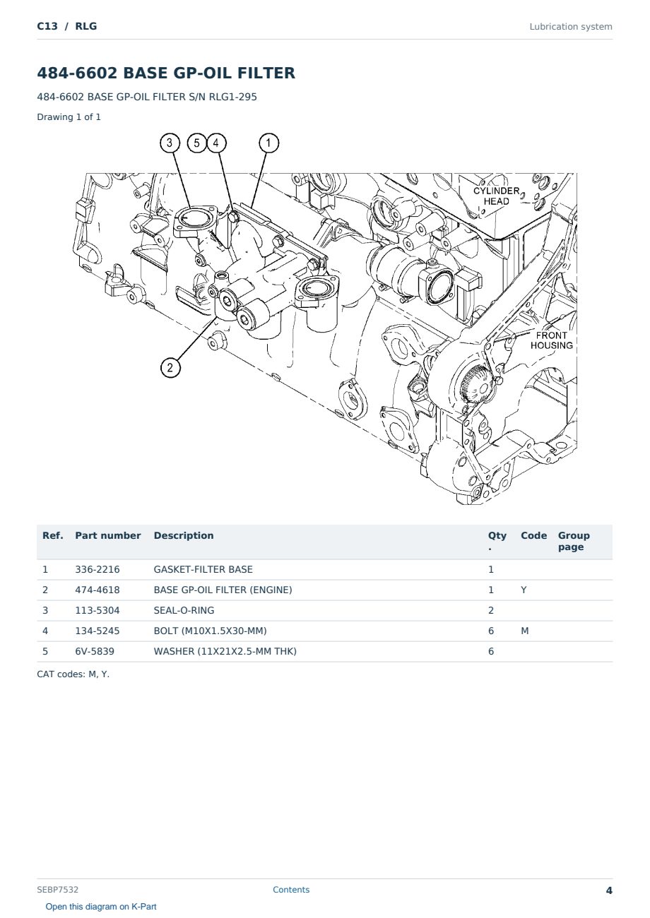 Caterpillar C13 S/N RLG Partsbook SEBP7532 (English) - sample page 4 of 10 Caterpillar C13 S/N RLG Partsbook SEBP7532 (English) - sample page 4 of 10