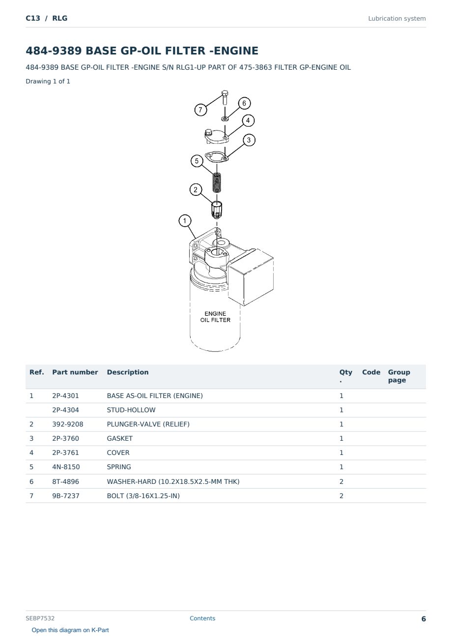 Caterpillar C13 S/N RLG Partsbook SEBP7532 (English) - sample page 6 of 10 Caterpillar C13 S/N RLG Partsbook SEBP7532 (English) - sample page 6 of 10