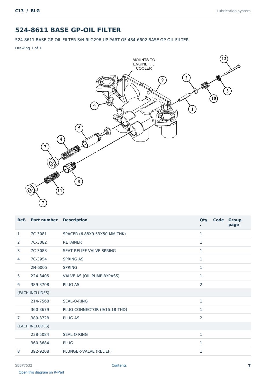 Caterpillar C13 S/N RLG Partsbook SEBP7532 (English) - sample page 7 of 10 Caterpillar C13 S/N RLG Partsbook SEBP7532 (English) - sample page 7 of 10