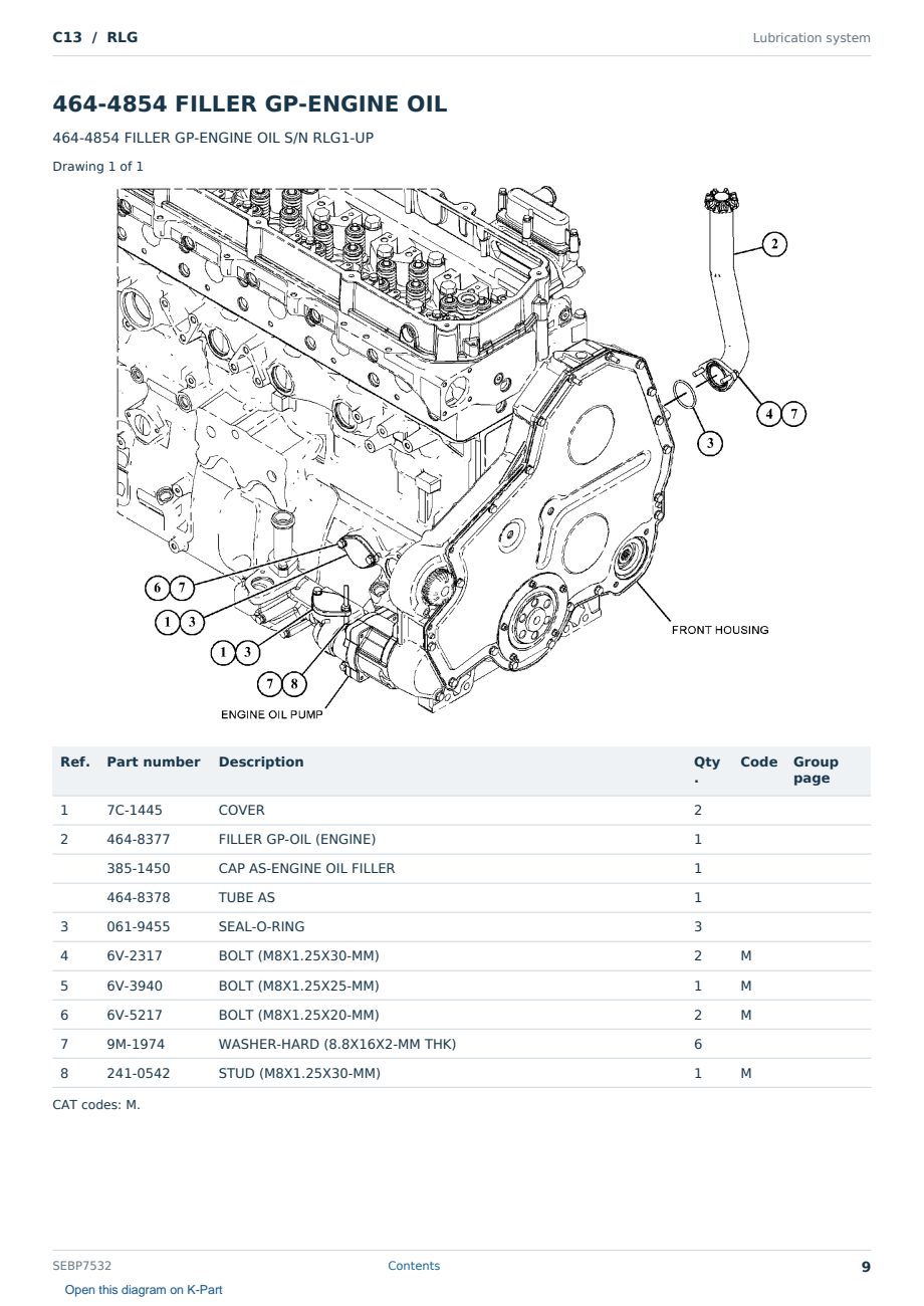 Caterpillar C13 S/N RLG Partsbook SEBP7532 (English) - sample page 9 of 10 Caterpillar C13 S/N RLG Partsbook SEBP7532 (English) - sample page 9 of 10