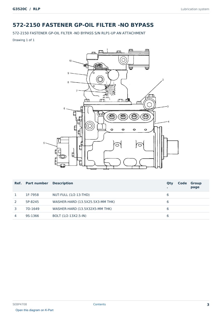 Caterpillar G3520C S/N RLP Partsbook SEBP4708 (English) - sample page 3 of 10 Caterpillar G3520C S/N RLP Partsbook SEBP4708 (English) - sample page 3 of 10