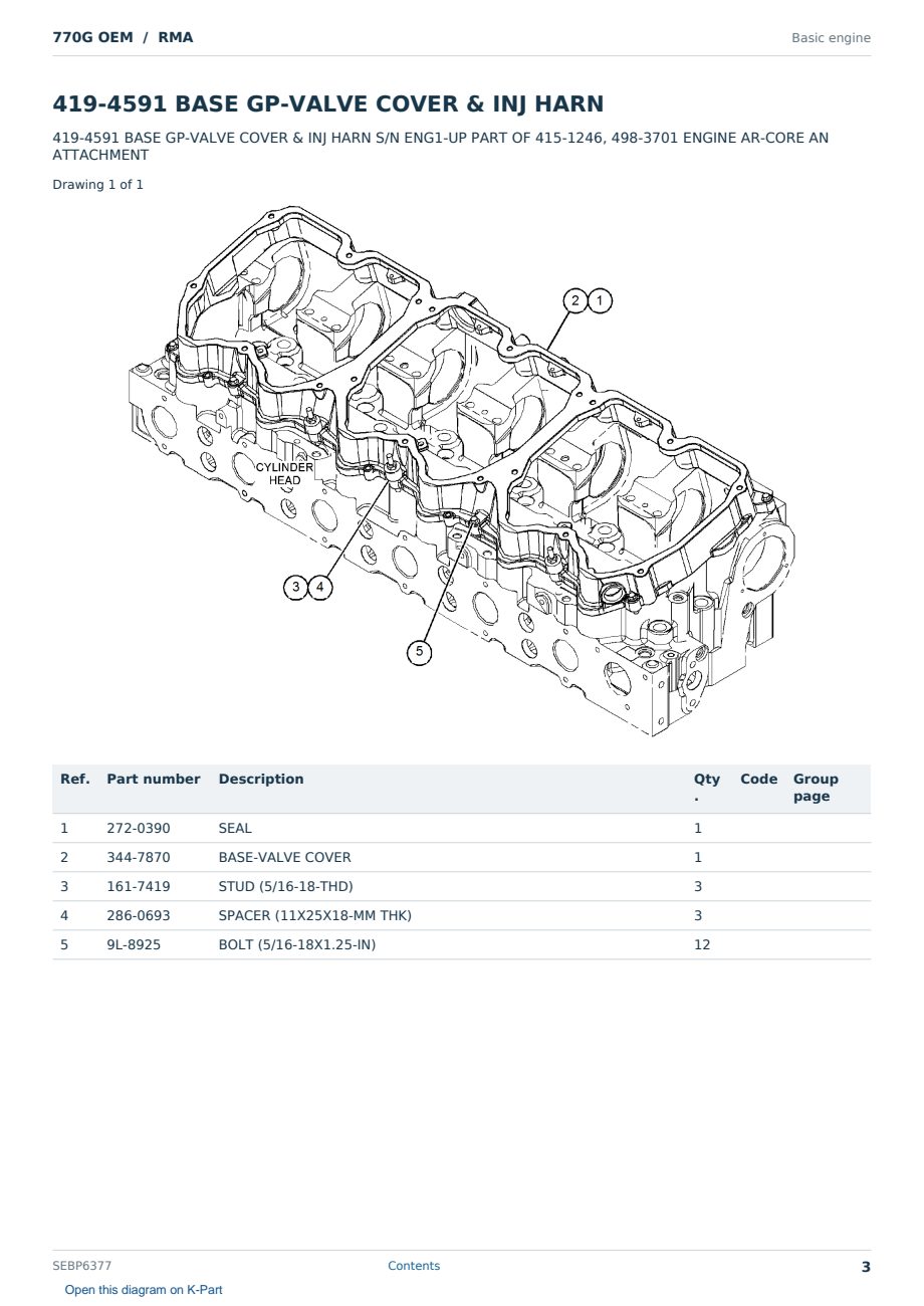 Caterpillar 770G OEM S/N RMA Partsbook SEBP6377 (English) - sample page 3 of 10 Caterpillar 770G OEM S/N RMA Partsbook SEBP6377 (English) - sample page 3 of 10