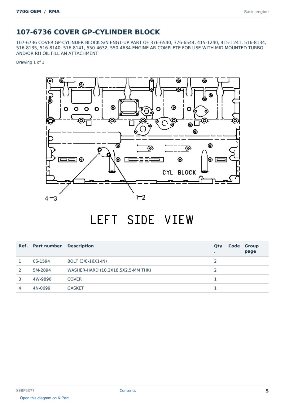 Caterpillar 770G OEM S/N RMA Partsbook SEBP6377 (English) - sample page 5 of 10 Caterpillar 770G OEM S/N RMA Partsbook SEBP6377 (English) - sample page 5 of 10