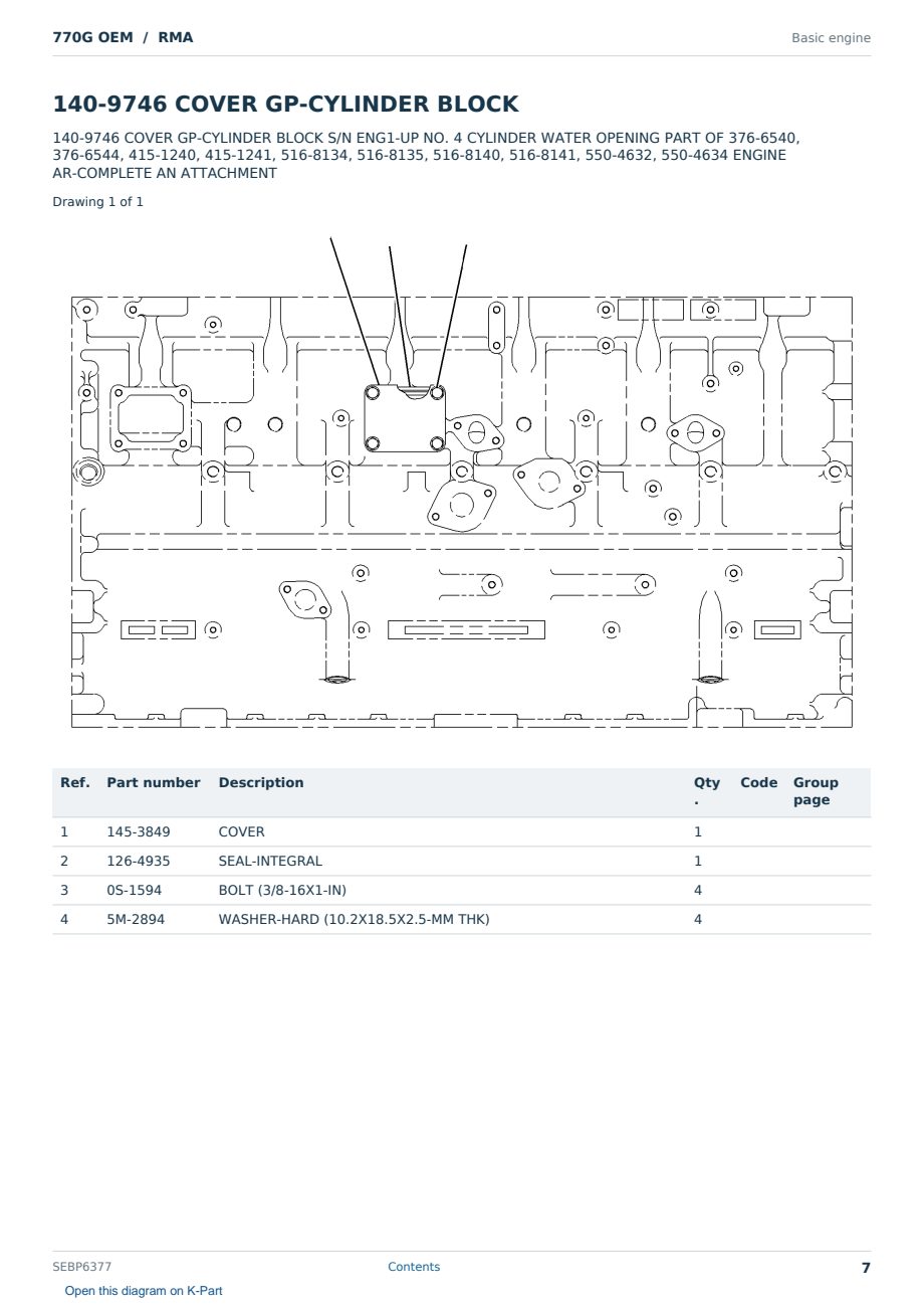 Caterpillar 770G OEM S/N RMA Partsbook SEBP6377 (English) - sample page 7 of 10 Caterpillar 770G OEM S/N RMA Partsbook SEBP6377 (English) - sample page 7 of 10