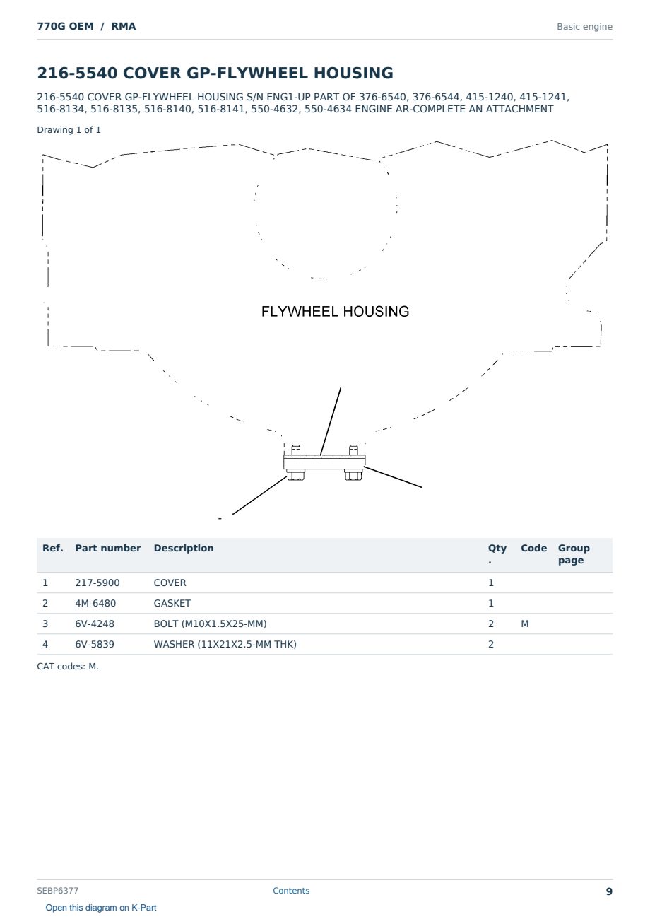 Caterpillar 770G OEM S/N RMA Partsbook SEBP6377 (English) - sample page 9 of 10 Caterpillar 770G OEM S/N RMA Partsbook SEBP6377 (English) - sample page 9 of 10