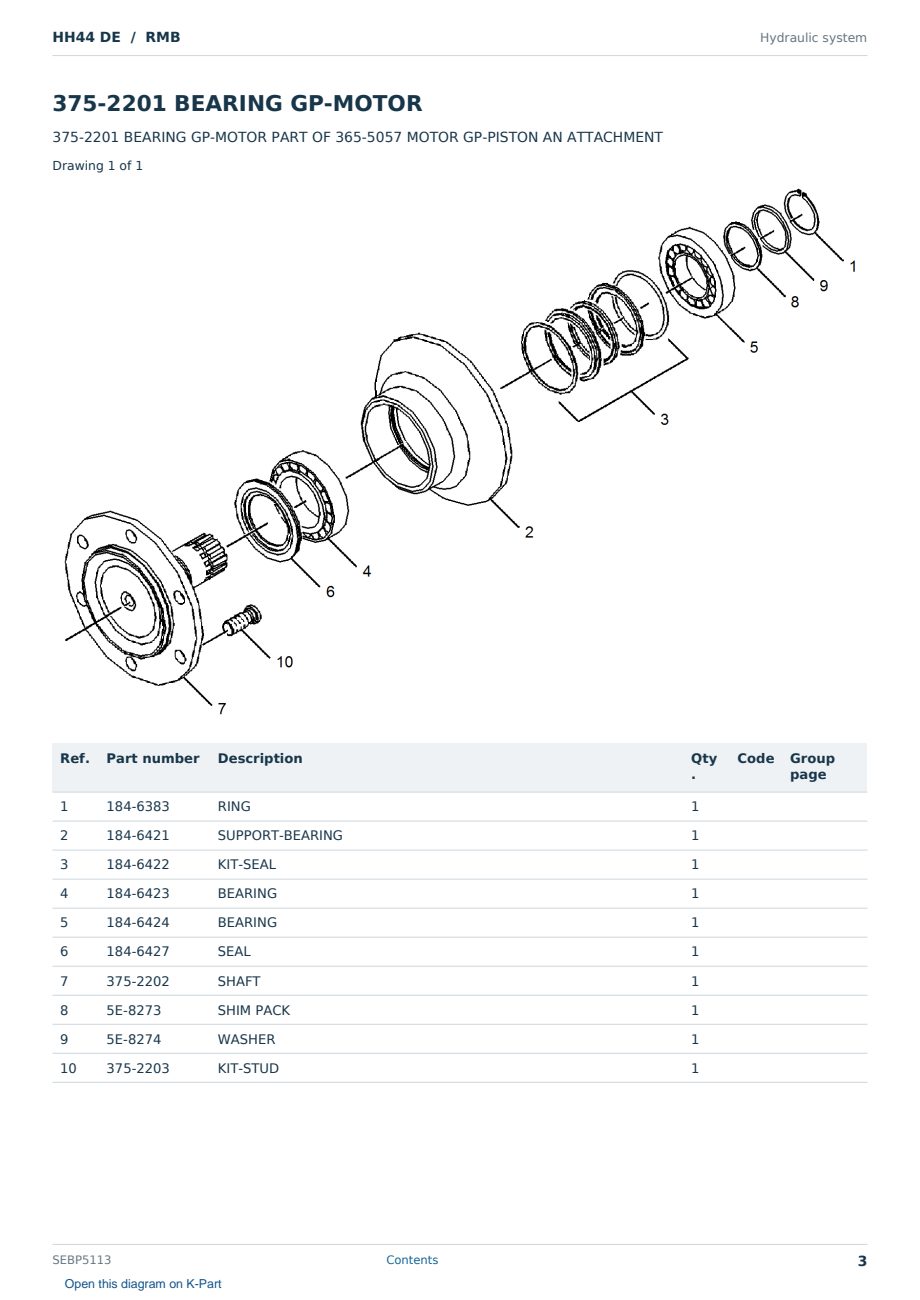 Caterpillar HH44 DE S/N RMB Partsbook SEBP5113 (English) - sample page 3 of 10 Caterpillar HH44 DE S/N RMB Partsbook SEBP5113 (English) - sample page 3 of 10