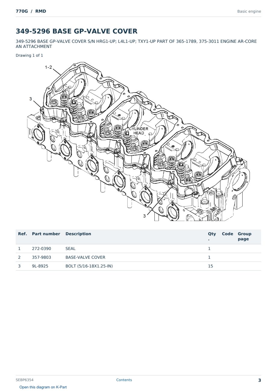 Caterpillar 770G S/N RMD Partsbook SEBP6354 (English) - sample page 3 of 10 Caterpillar 770G S/N RMD Partsbook SEBP6354 (English) - sample page 3 of 10