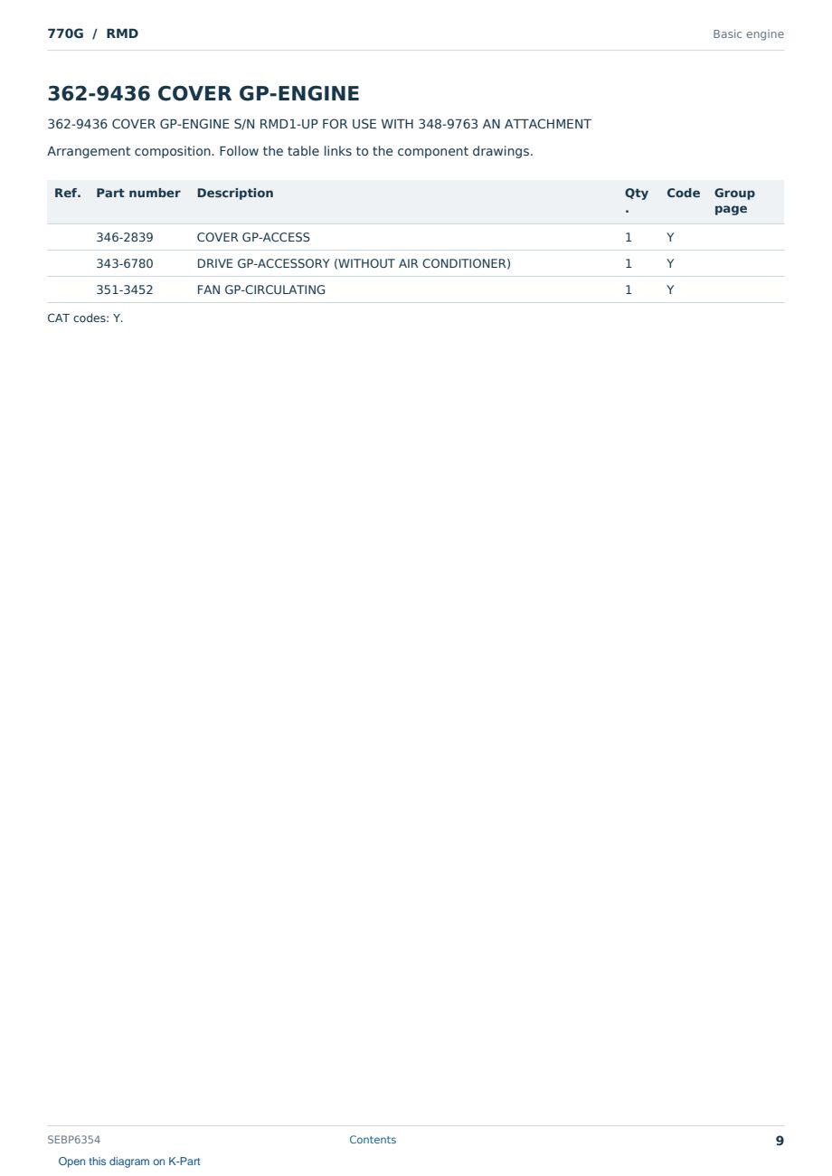 Caterpillar 770G S/N RMD Partsbook SEBP6354 (English) - sample page 9 of 10 Caterpillar 770G S/N RMD Partsbook SEBP6354 (English) - sample page 9 of 10