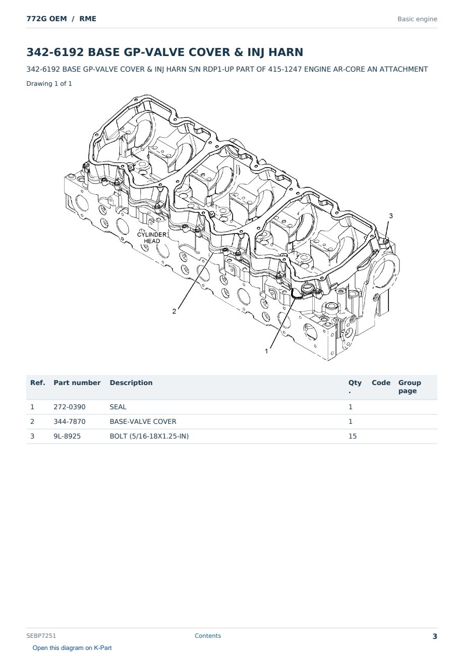 Caterpillar 772G OEM S/N RME Partsbook SEBP7251 (English) - sample page 3 of 10 Caterpillar 772G OEM S/N RME Partsbook SEBP7251 (English) - sample page 3 of 10