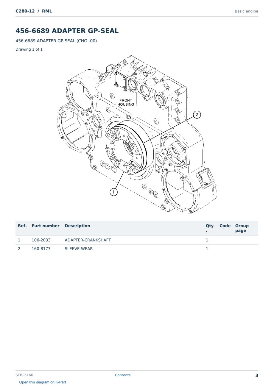 Caterpillar C280-12 S/N RML Partsbook SEBP5166 (English) - sample page 3 of 10 Caterpillar C280-12 S/N RML Partsbook SEBP5166 (English) - sample page 3 of 10