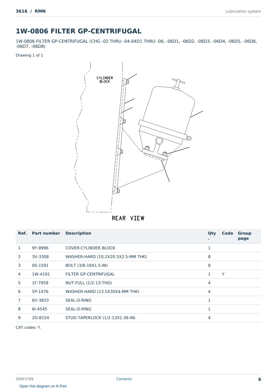 Caterpillar 3616 S/N RMN Partsbook SEBP3789 (English) - sample page 6 of 10 Caterpillar 3616 S/N RMN Partsbook SEBP3789 (English) - sample page 6 of 10