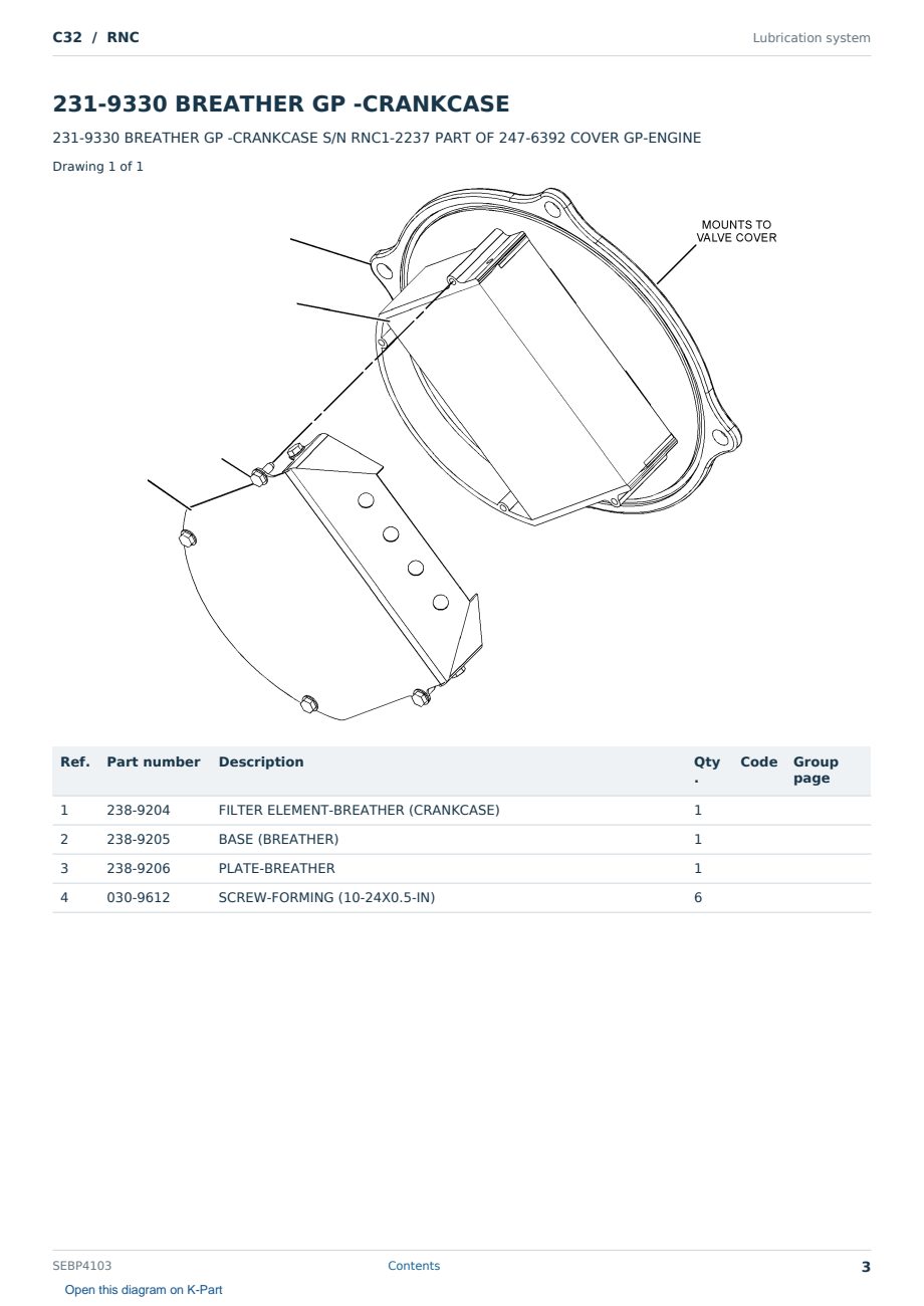 Caterpillar C32 S/N RNC Partsbook SEBP4103 (English) - sample page 3 of 10 Caterpillar C32 S/N RNC Partsbook SEBP4103 (English) - sample page 3 of 10
