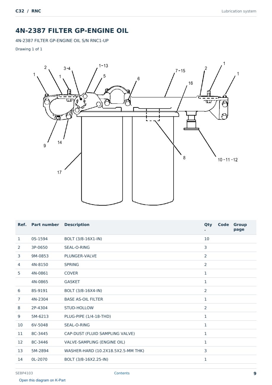 Caterpillar C32 S/N RNC Partsbook SEBP4103 (English) - sample page 9 of 10 Caterpillar C32 S/N RNC Partsbook SEBP4103 (English) - sample page 9 of 10