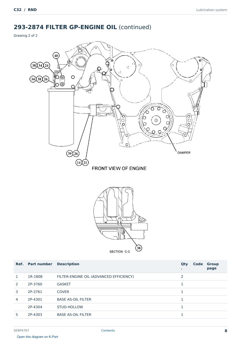 Caterpillar C32 S/N RND Partsbook SEBP4767 (English) - sample page 8 of 10 Caterpillar C32 S/N RND Partsbook SEBP4767 (English) - sample page 8 of 10