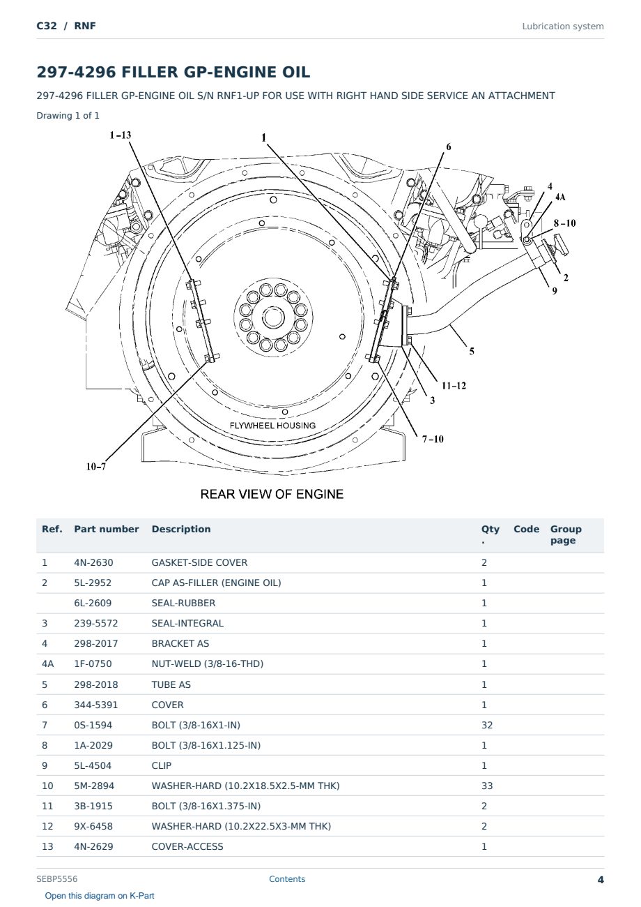 Caterpillar C32 S/N RNF Partsbook SEBP5556 (English) - sample page 4 of 10 Caterpillar C32 S/N RNF Partsbook SEBP5556 (English) - sample page 4 of 10