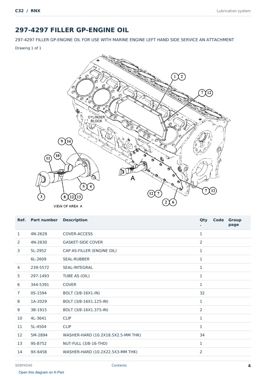 Caterpillar C32 S/N RNX Partsbook SEBP4540 (English) - sample page 4 of 10 Caterpillar C32 S/N RNX Partsbook SEBP4540 (English) - sample page 4 of 10