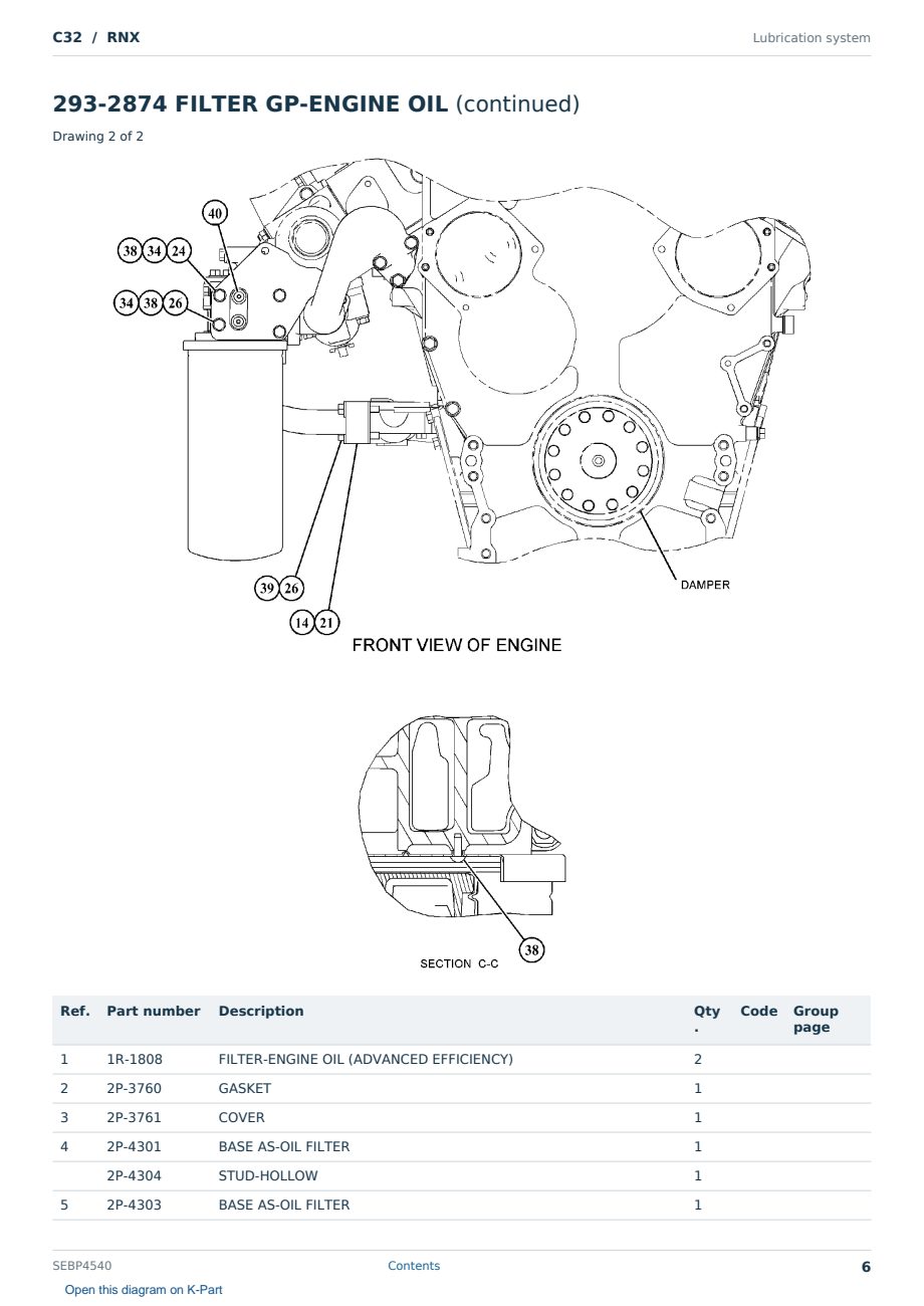 Caterpillar C32 S/N RNX Partsbook SEBP4540 (English) - sample page 6 of 10 Caterpillar C32 S/N RNX Partsbook SEBP4540 (English) - sample page 6 of 10