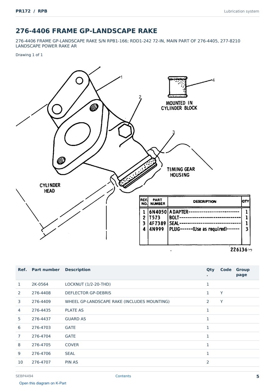 Caterpillar PR172 S/N RPB Partsbook SEBP4494 (English) - sample page 5 of 10 Caterpillar PR172 S/N RPB Partsbook SEBP4494 (English) - sample page 5 of 10