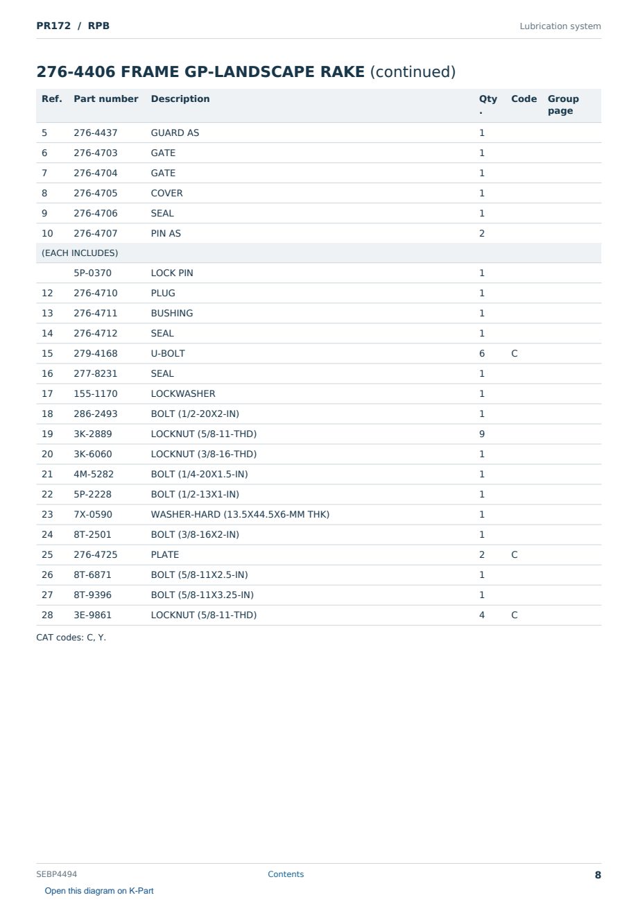 Caterpillar PR172 S/N RPB Partsbook SEBP4494 (English) - sample page 8 of 10 Caterpillar PR172 S/N RPB Partsbook SEBP4494 (English) - sample page 8 of 10