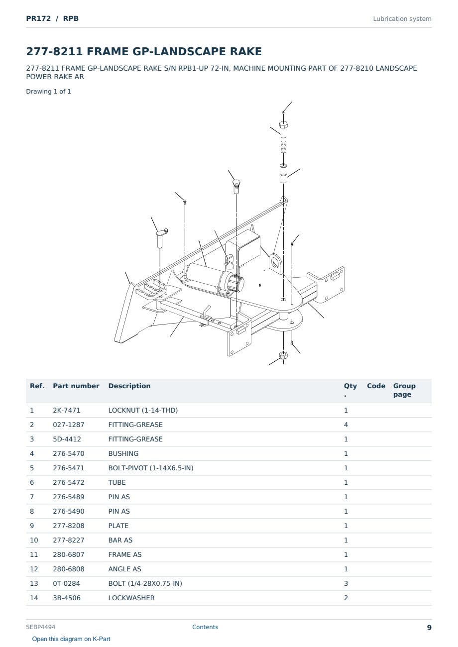 Caterpillar PR172 S/N RPB Partsbook SEBP4494 (English) - sample page 9 of 10 Caterpillar PR172 S/N RPB Partsbook SEBP4494 (English) - sample page 9 of 10