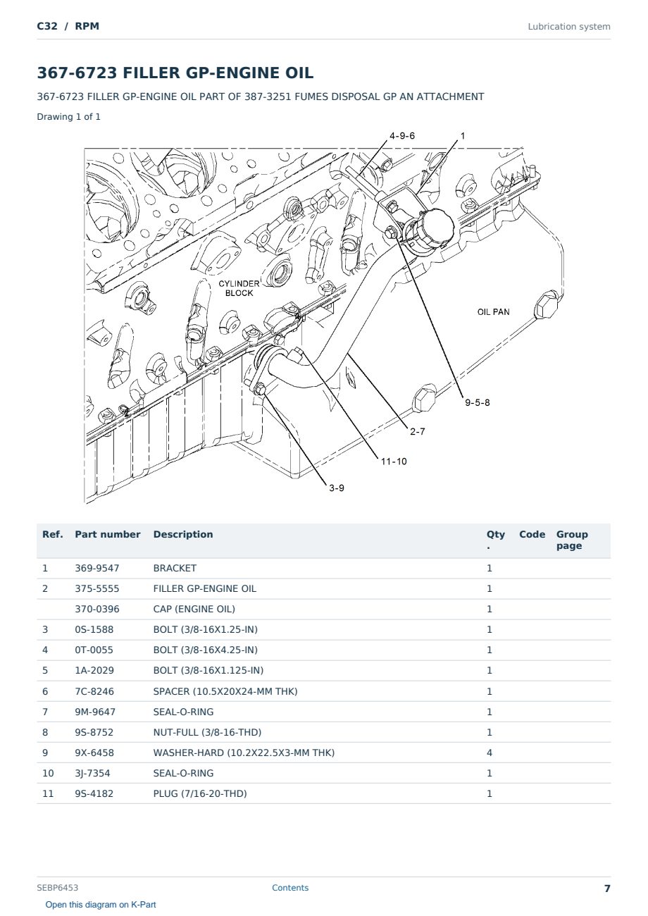 Caterpillar C32 S/N RPM Partsbook SEBP6453 (English) - sample page 7 of 10 Caterpillar C32 S/N RPM Partsbook SEBP6453 (English) - sample page 7 of 10