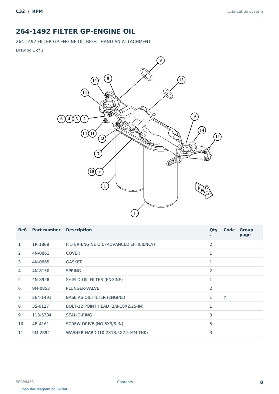 Caterpillar C32 S/N RPM Partsbook SEBP6453 (English) - sample page 8 of 10 Caterpillar C32 S/N RPM Partsbook SEBP6453 (English) - sample page 8 of 10
