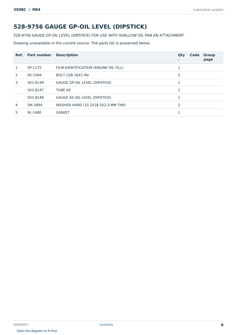 Caterpillar 3508C S/N RR4 Partsbook SEBP6657 (English) - sample page 9 of 10 Caterpillar 3508C S/N RR4 Partsbook SEBP6657 (English) - sample page 9 of 10