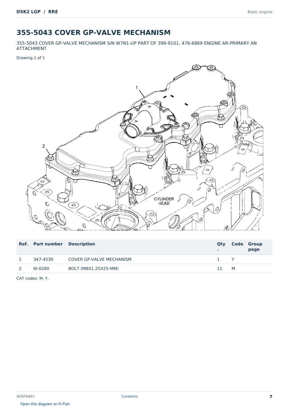 Caterpillar D5K2 LGP S/N RRE Partsbook SEBP6881 (English) - sample page 7 of 10 Caterpillar D5K2 LGP S/N RRE Partsbook SEBP6881 (English) - sample page 7 of 10